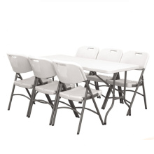 Realsport hot sale folding furniture HDPE plastic foldable camp steel frame table